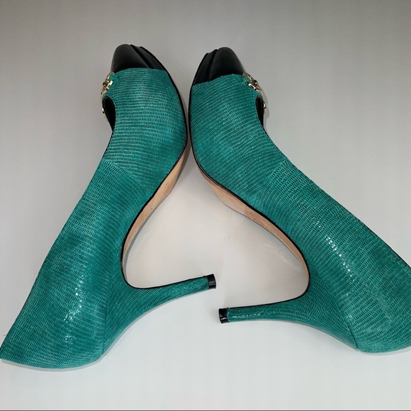 White House Black Market Jade Green Black Pump Heel 9.5 - Picture 11 of 16